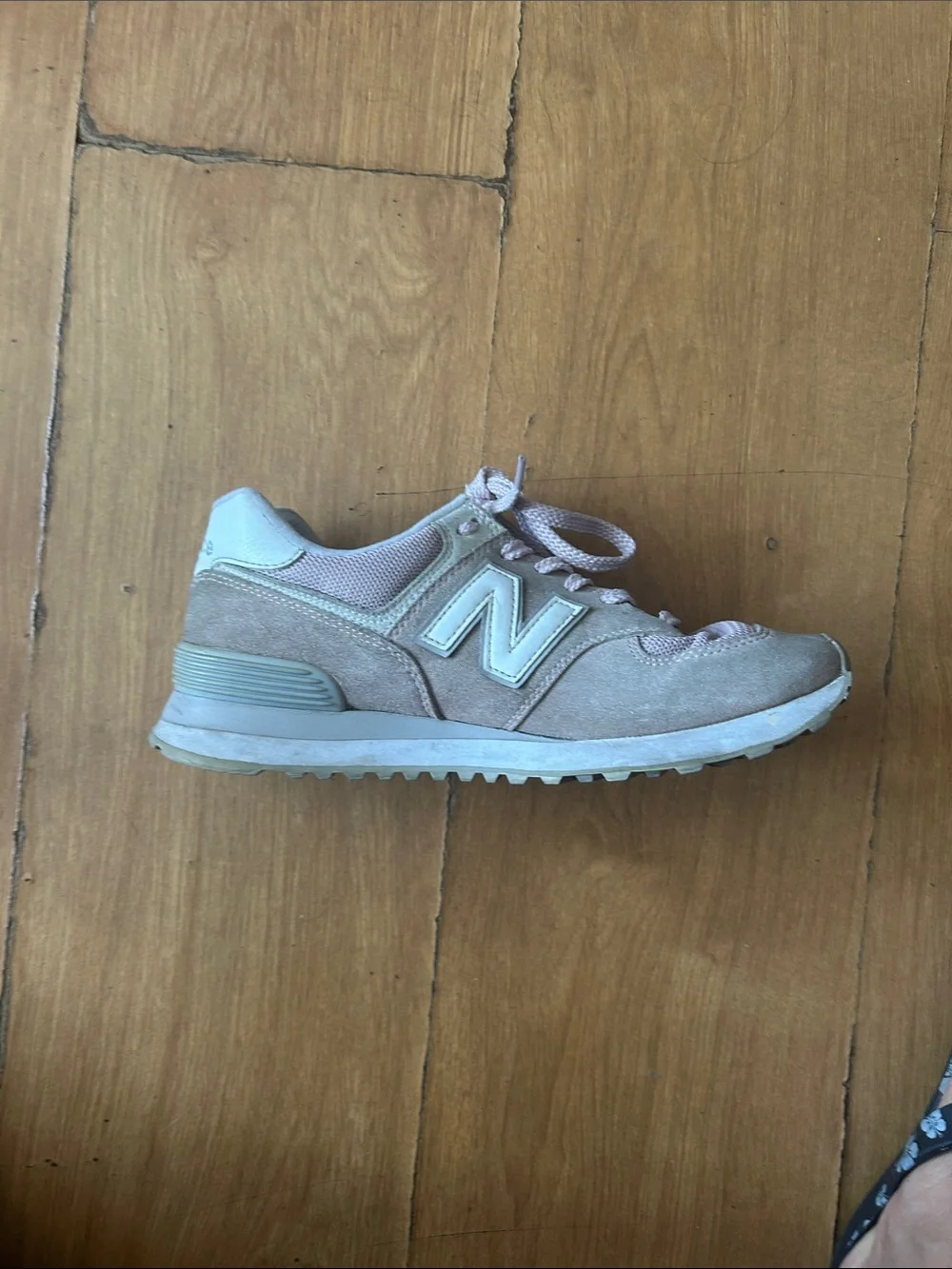 New Balance pink and tan sneakers